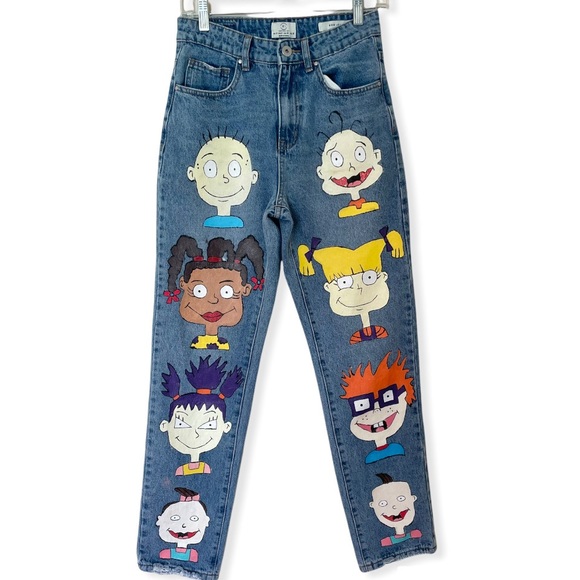 Rugrats Custom Denim Mom Jeans Size 4 - Picture 3 of 14